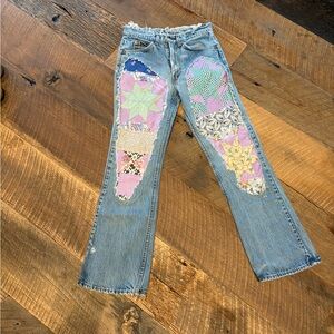 Vintage Levi's Orange Tab Straight Leg Jeans with Pastel Patchwork